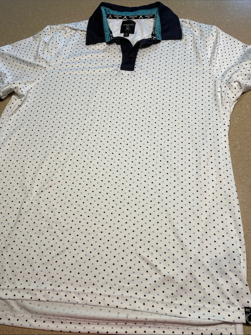 Kenneth Cole Navy Polo with White and Teal Accents